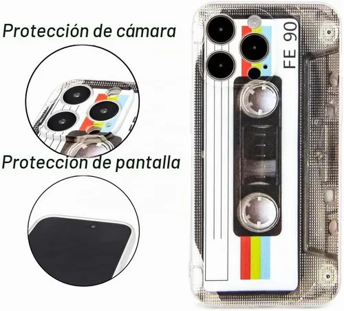 Vista 2 de FAteamll Funda para iPhone 14 Pro Max, acabado mate, resistente, suave, con esquinas reforzadas, TPU suave, parachoques retro, funda de cinta