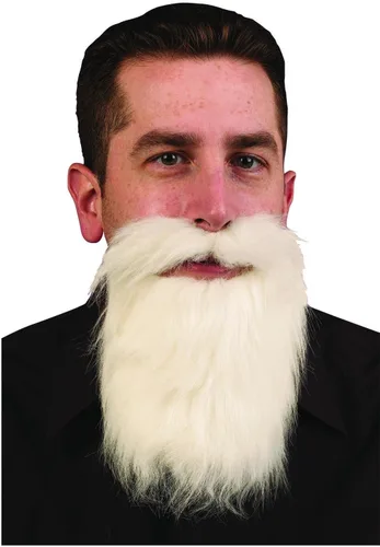 Vista 2 de Accesorio de disfraz de bigote blanco y barba larga, talla única