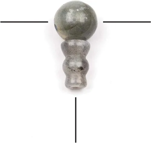 Vista 16 de Cherry Blossom Beads Piedra preciosa Mala Guru Bead – Turquesa africana – Tres agujeros 0.394 in redondo con torre de 0.276x0.394 in – Tres