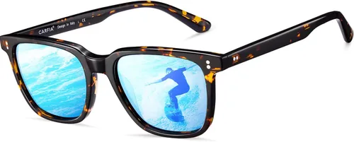 Vista 14 de CARFIA Gafas de sol polarizadas para hombre con protección UV400 Cool Man 1. Marco Tortuga Lente Gris