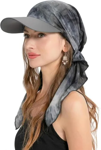 Vista 26 de ZLYC Gorro ligero con ala de quimioterapia para mujer, bufanda para la Tie Dyed Purple