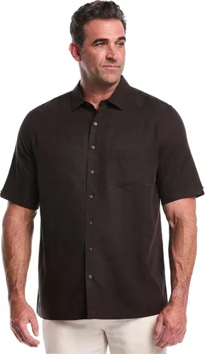 Vista 7 de Cubavera Camisa de manga corta con botones y un bolsillo para hombre Botones Allure/Marrón