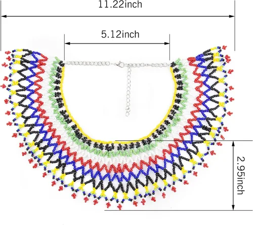 Vista 3 de AUEAR, Collar de babero con cuentas coloridas, collar masai, collar sudafricano, collar africano para mujeres y niñas, el mejor regalo