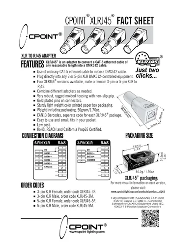 Vista 9 de CPoint XLR RJ45 - Adaptador CPoint XLR RJ45 Ethernet a DMX512, convertidor de cable hembra de 3 pines, XLRJ45-3F