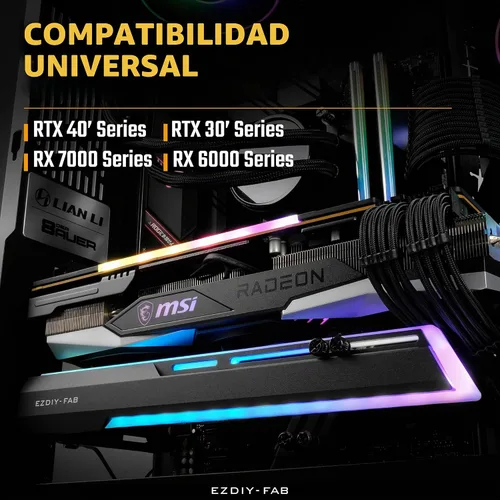 Vista 2 de EZDIY-FAB Soporte Abrazadera para GPU ARGB de 5V, Refuerzo de Soporte para Tarjeta Gráfica GPU, Soporte para Tarjeta de Video, Estructura