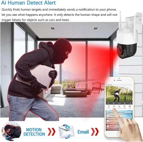 Vista 6 de 5MP PTZ WiFi IP Security Camera UK