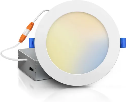Vista 10 de ECOELER Luz de techo empotrada LED de 6 pulgadas 5CCT con luz nocturna, luz de oblea delgada sin lata de 12W 1050Lm, luz empotrada regulable y con 5