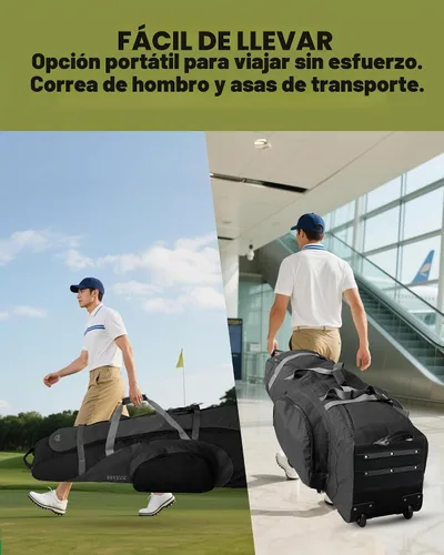 Vista 6 de OutdoorMaster Bolsa de Viaje de Golf Acolchada con Ruedas Reforzadas, Oxford 900D de Servicio Pesado Resistente al Desgaste y Resistente al Agua