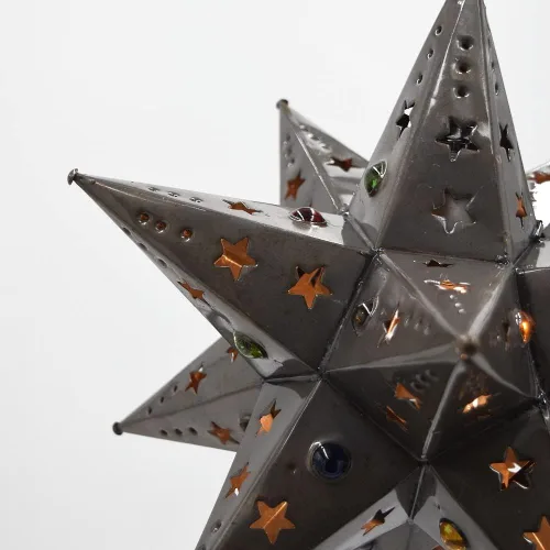 Vista 2 de Estrella de latón colgante de 12 pulgadas con diseño de estrella de Moravia - Estrella cortada con cuentas de mármol