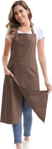 Vista 12 de Nanxson Delantal de Alfarería con Pierna Dividida Largo para Pintura de Artista con 3 Bolsillos y Hebilla Ajustable para Rueda de Cerámica Arte DIY