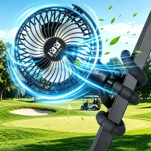 Vista 11 de 10L0L Ventilador magnético para carrito de golf recargable, 10000 mAh N54 Ventilador de enfriamiento portátil con 3 velocidades, cabezal giratorio