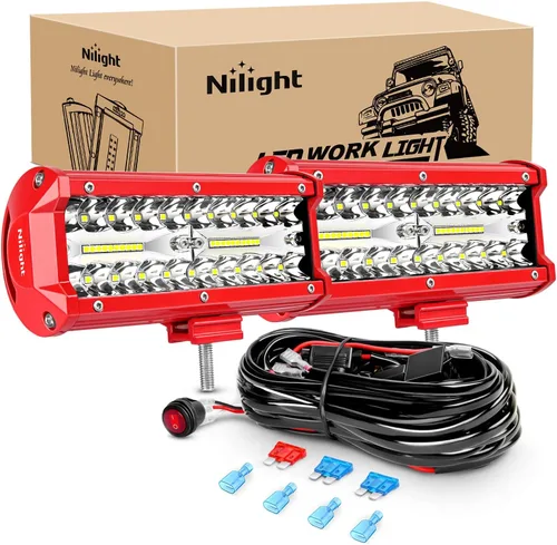 Vista 11 de Nilight - Barra de luz lateral de 17,78 cm, triple fila, haz puntual y disperso, luz de trabajo todoterreno para camiones, SUV, ATV, UTV
