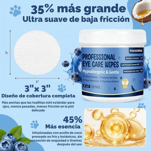 Vista 2 de Toallitas para ojos de mascotas para perros y gatos