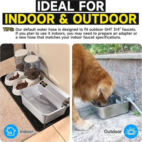 Vista 5 de Dispensador automático de agua para perros, dispensador de agua grande de acero inoxidable 304 de 2 galones para interiores/exteriores, alimentador