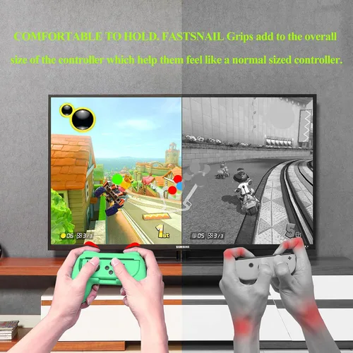 Vista 2 de FASTSNAIL Grips Compatible with Nintendo Switch for Joy Con & OLED Model for Joycon, Wear-Resistant Handle Kit Compatible with Joy Cons Controllers