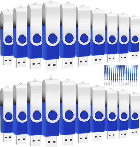 Vista 10 de Paquete de 50 unidades flash USB 2.0 de 128 MB, unidades flash USB 2.0 a granel para almacenamiento (azul) Unidades de pulgar de 128 GB a granel