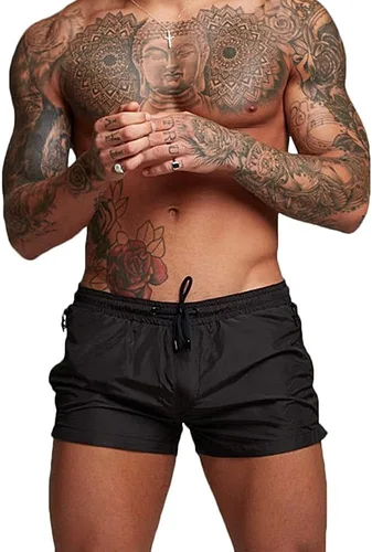 Vista 2 de Rexcyril Pantalones cortos de entrenamiento para hombre, de secado rápido, de 3 pulgadas, para correr, fisicoculturismo, con forro y bolsillos