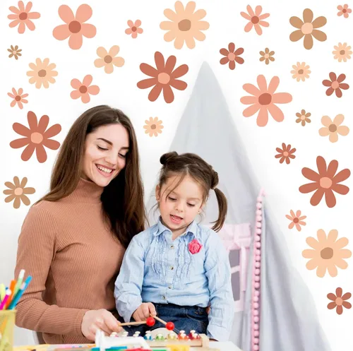 Vista 4 de 12 Hojas de Calcomanías de Margaritas para Pared, Adhesivos de Flores de Estilo Boho, Pegatinas de Pared Lindas para Niñas, Decoración