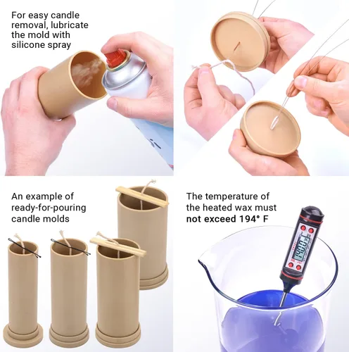 Vista 4 de Juego de 4 moldes de velas para hacer velas, moldes de cera derretida para manualidades, moldes de cera para velas