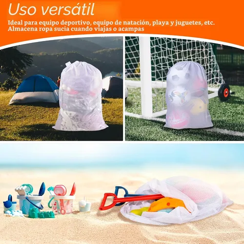 Vista 7 de Polecasa - Bolsa de lavandería de malla de diamante resistente, extragrande Bolsa para ropa sucia, capacidad para 2-3 cargas, malla resistente a