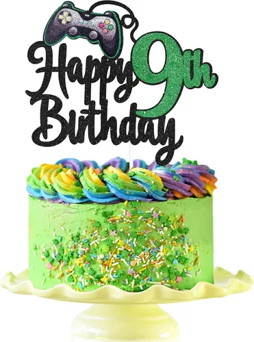 Vista 12 de Decoración de pastel de feliz cumpleaños 8 para videojuegos, suministros para tartas de fiesta de cumpleaños de 8 años, juego en nivel, decoración