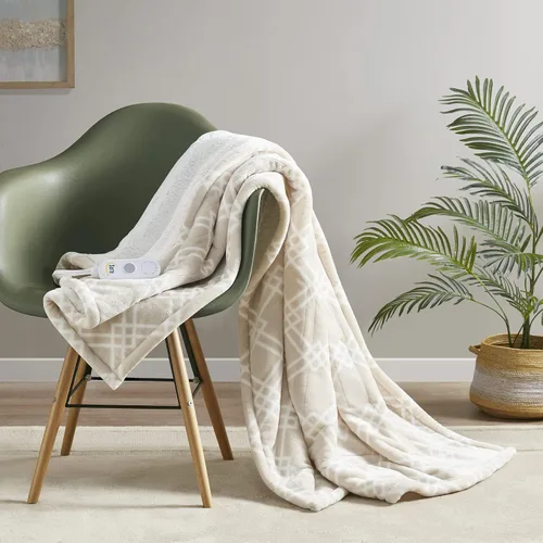 Vista 25 de Serta - Manta de vellón sherpa reversible, ultrasuave y tejida, manta térmica, manta eléctrica; cómoda, agradable y abriga y protege del frío