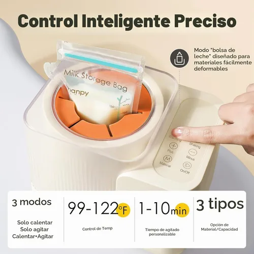 Vista 5 de Phanpy SmartSwirl - Calentador de botellas sin agua, patentado con bolsa de aire para protección de nutrientes, mezcla inteligente de doble