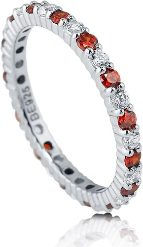 Vista 8 de BERRICLE Sterling Silver Rings Stackable Eternity Band Ring for Women, Round Cubic Zirconia CZ - Amethyst-Purple, Emerald-Green, Garnet-Red