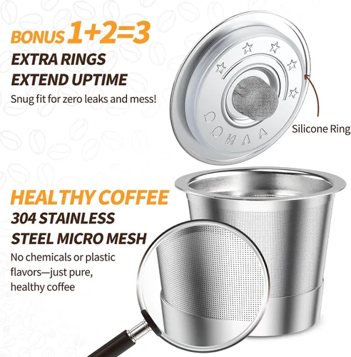 Vista 4 de AANQQ Cápsulas de café reutilizables K Cup para Keurig 1.0: K Cup de acero inoxidable rellenable - Filtro de café reutilizable para cafetera Keurig