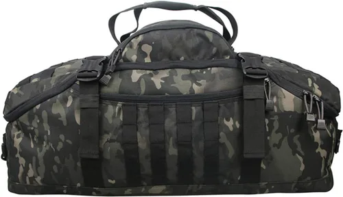 Vista 3 de Greencity Bolsa de lona de viaje para fin de semana, bolsa de noche impermeable, pequeña, grande para hombres y mujeres, 25L 42L 68L, Camo Negro