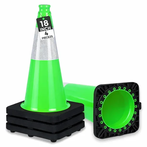 Vista 23 de BESEA Paquete de 4 conos de tráfico azules de 12 pulgadas con collar reflectante de 4 pulgadas, conos de seguridad de PVC resistentes con base