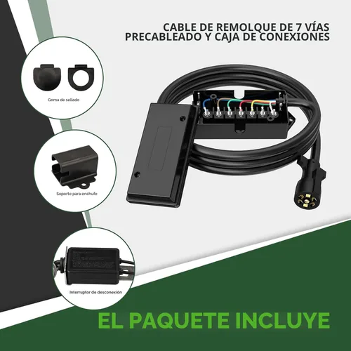Vista 6 de RVGUARD Cable de remolque de 7 vías y 8 pies con kit de caja de conexiones de 7 bandas