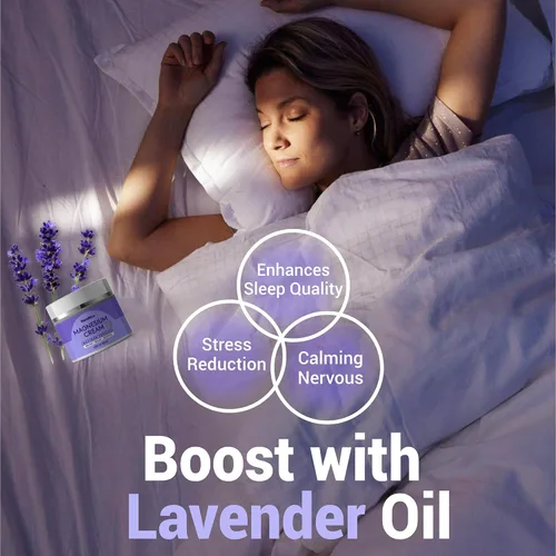 Vista 4 de Crema de magnesio para el sueño y el alivio muscular: Loción tópica calmante nocturna y relajación profunda - Calambres inquietos Loción