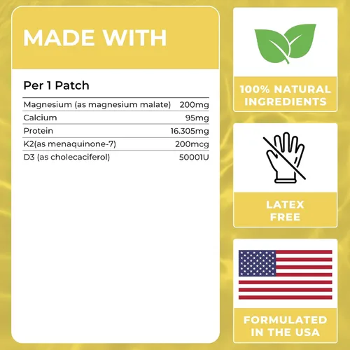 Vista 2 de Parches de magnesio (paquete de 60) – Parche 100% natural para mujeres y hombres – con calcio – Apoyo muscular y óseo, calmante – Fórmula mejorada