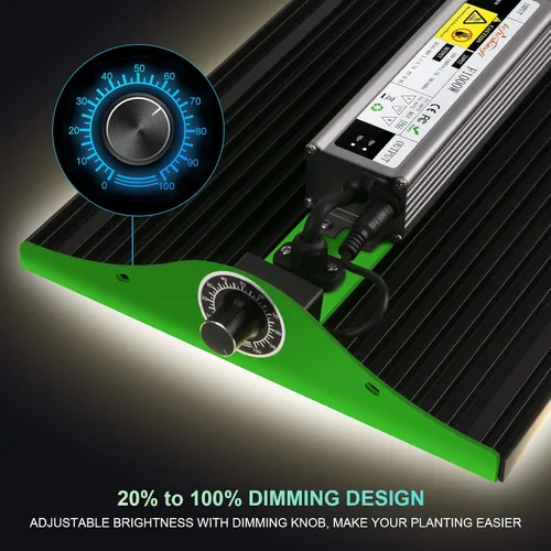 Vista 2 de Luz LED de crecimiento de espectro completo de 1000 W, serie F1000, 3 x 3 pies, cobertura regulable Samsung UV IR Lámparas de cultivo para plantas