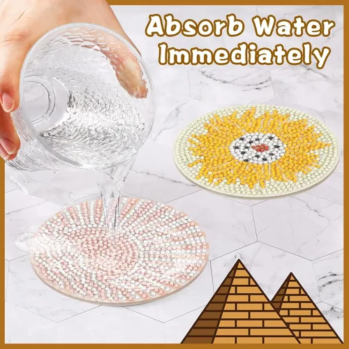 Vista 5 de UPINS 8 piezas de posavasos de arte de diamante bohemio para bebidas, kits de arte de diamante DIY para adultos, niños, principiantes, suministros