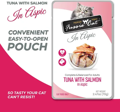Vista 2 de Fussie cat Atún premium con salmón en Aspic