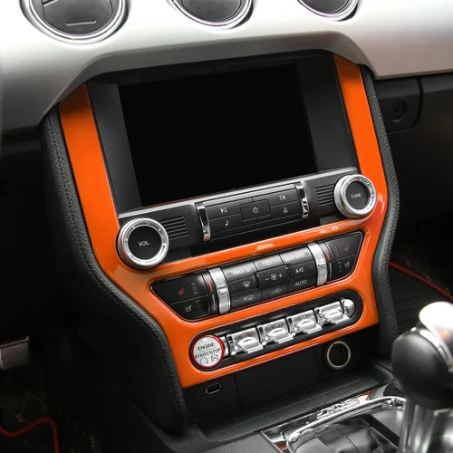 Vista 6 de CheroCar para Ford Mustang - Cubierta de Marco de Pantalla de Navegación para Consola Central, Decoración Interior Compatible con Ford Mustang