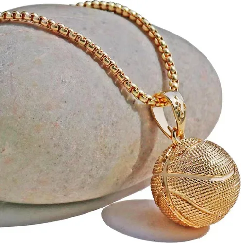 Vista 3 de LAIMIUMIU33 Cadena helada para hombres, collar con colgante de baloncesto para niños, cuernos, estilo deportivo, estilo Nba, hip hop, punk, joyería