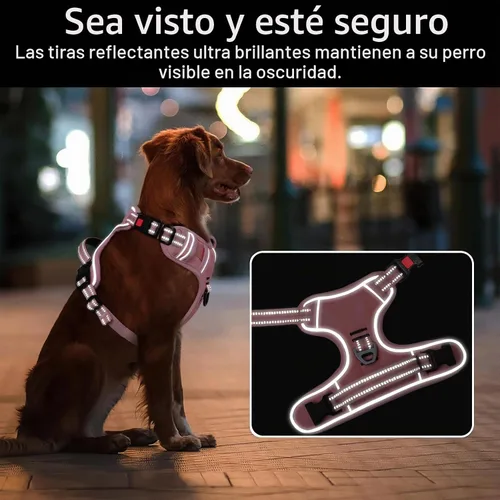Vista 2 de Timos Arnés para perro de tamaño pequeño, arnés sin tirones para mascotas con cuello a presión bloqueable, chaleco reflectante para perro, sin