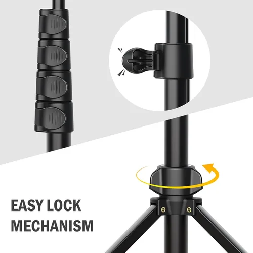Vista 10 de Liphisy Trípode de 64 pulgadas para teléfono celular y cámara, trípode para teléfono con control remoto y soporte para teléfono, robusto y estable