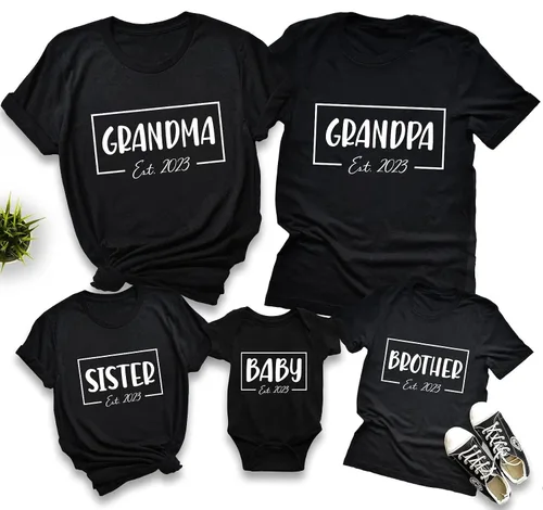 Vista 8 de Family Matching Outfits Set 2023 Shirts, Grandma Grandpa Mama Dada Auntie Sister Brother Daddy Mom Baby Matching Group Funny Family Day Party
