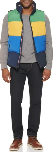 Vista 2 de Tommy Hilfiger Chaleco acolchado con cuello alto para hombre grande verdeamarilloazul Verde amarillo azul L