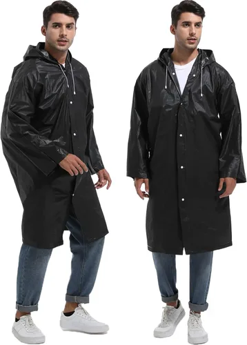 Vista 103 de 2 abrigos de lluvia de Borogo para adultos, chaquetas de lluvia reutilizables para hombres y mujeres