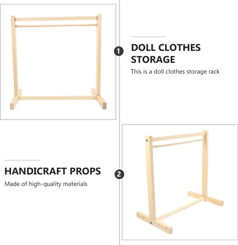 Vista 9 de ARTIBETTER Perchero de ropa para muñecas, mini perchero, decoración de modelo en miniatura, accesorios de muebles de muñeca de madera