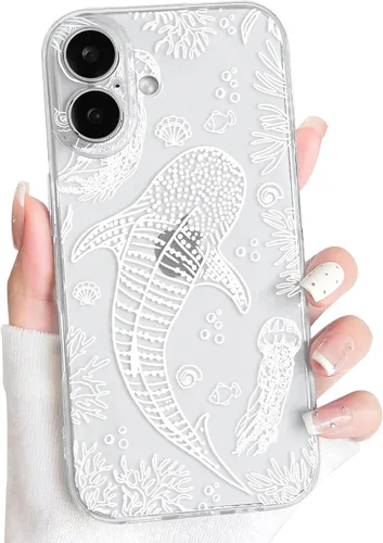 Vista 69 de NITITOP Funda para iPhone 13 Clear Sea Animal - Pez negro Pescado Negro