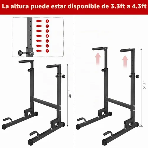 Vista 6 de Barras paralelas de soporte de inmersión, barra de inmersión resistente de 550 libras de capacidad con asas de espuma para ejercicios de fitness
