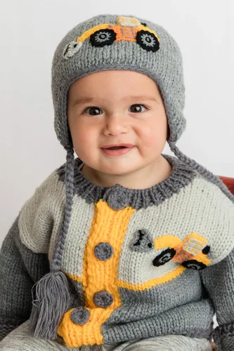 Vista 3 de Huggalugs Sombrero de punto para bebé y niño pequeño, gris