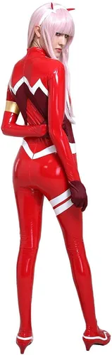 Vista 3 de Cosplay.fm Traje de batalla de anime para mujer, disfraz de piel sintética roja