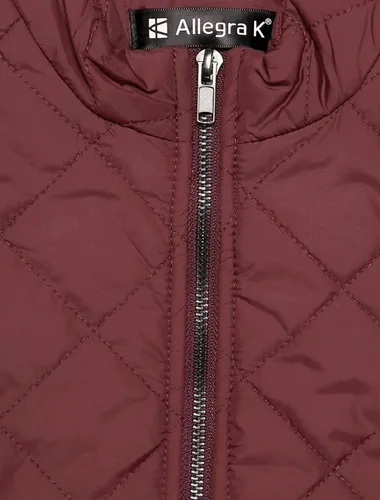 Vista 4 de Allegra K - Chaleco acolchado y ligero, de cuello alto, con cremallera, para mujer